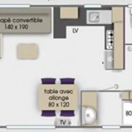 Camping Mobil-home 3ch 8 Pers - Les Charmettes K100 - *