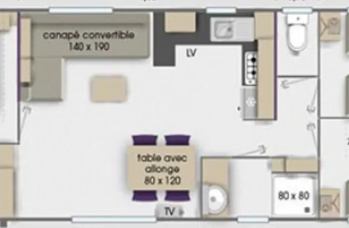 Κάμπινγκ Mobil-home 3ch 8 Pers - Les Charmettes K100 - *